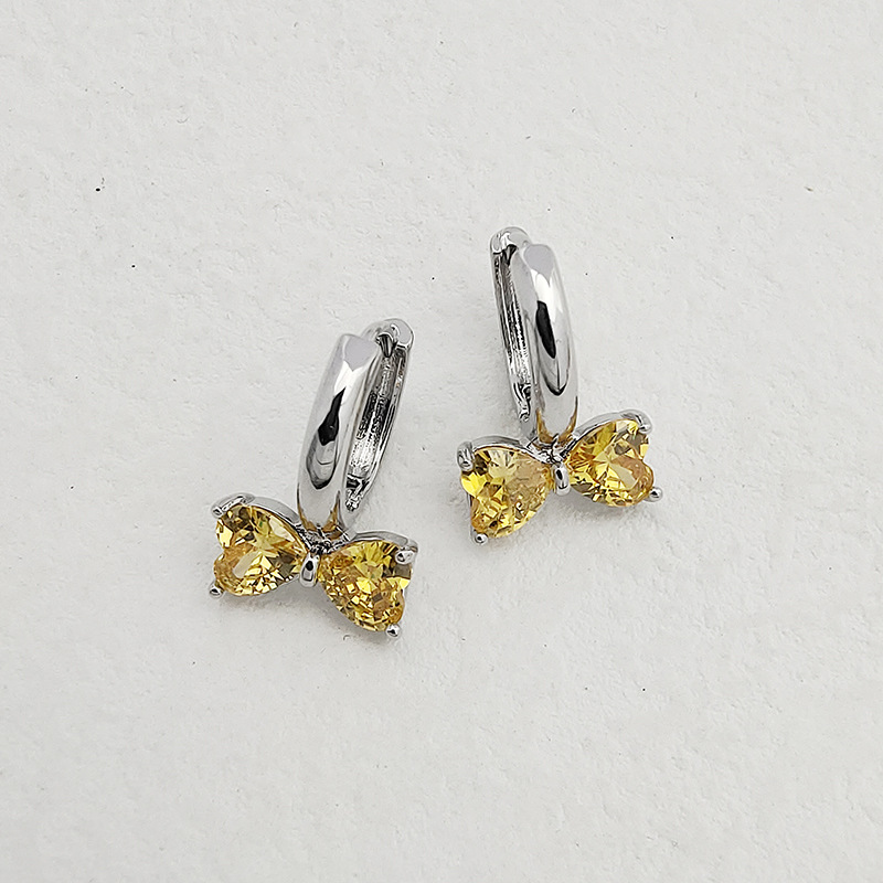 1 Pair Simple Style Bow Knot Plating Inlay Copper Zircon K Gold Plated Rhodium Plated Drop Earrings display picture 7