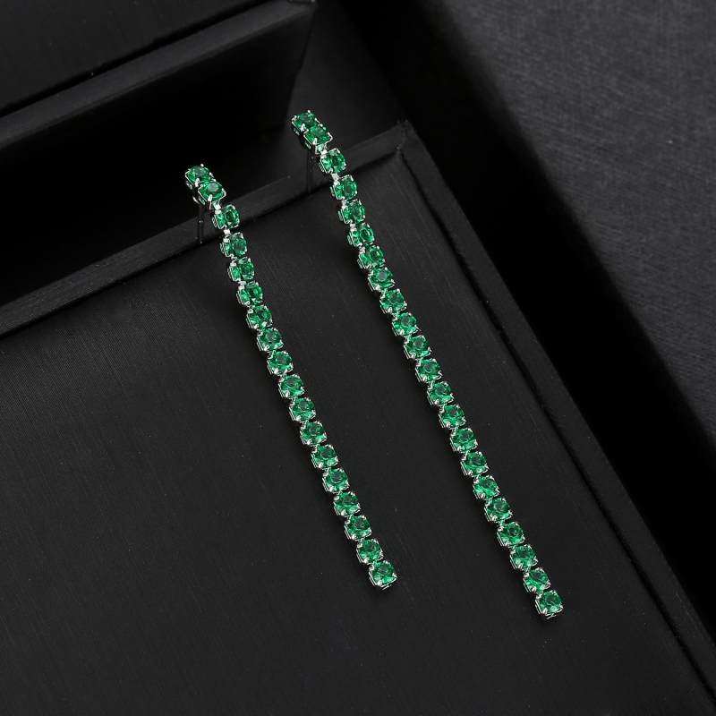 1 Pair Simple Style Shiny Tassel Plating Inlay Copper Zircon Rhodium Plated Drop Earrings display picture 5