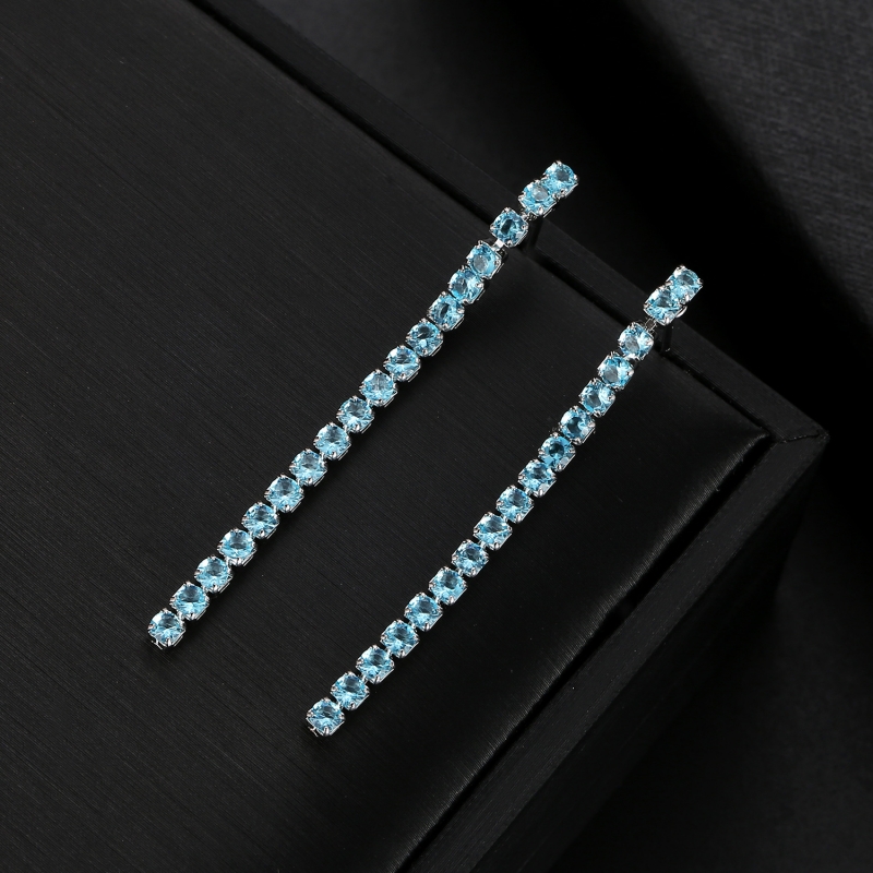 1 Pair Simple Style Shiny Tassel Plating Inlay Copper Zircon Rhodium Plated Drop Earrings display picture 4