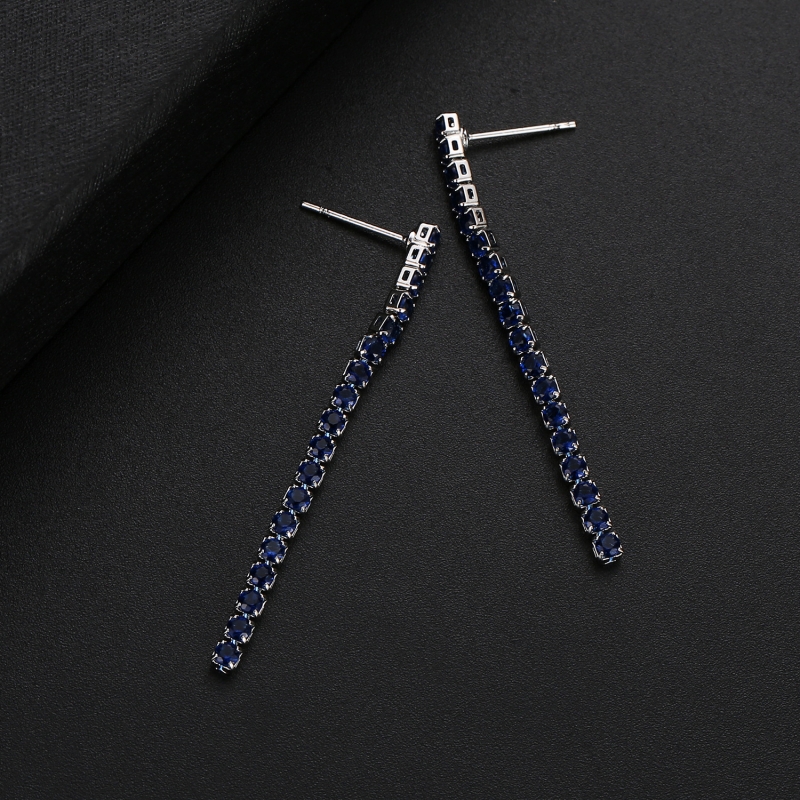 1 Pair Simple Style Shiny Tassel Plating Inlay Copper Zircon Rhodium Plated Drop Earrings display picture 2