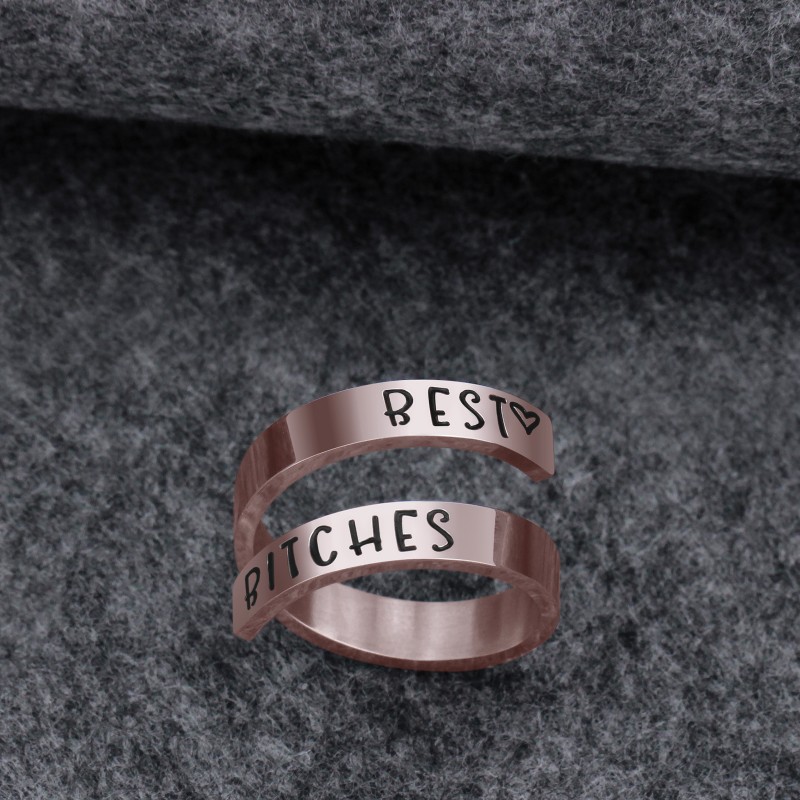 Hip-hop Letter Stainless Steel Plating Rose Gold Plated Open Rings display picture 4