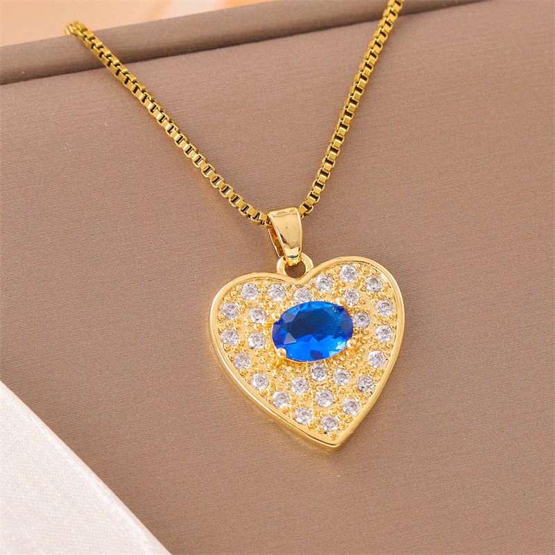 Stainless Steel Titanium Steel 18K Gold Plated Elegant Simple Style Streetwear Plating Inlay Heart Shape Flower Butterfly Zircon Pendant Necklace display picture 36