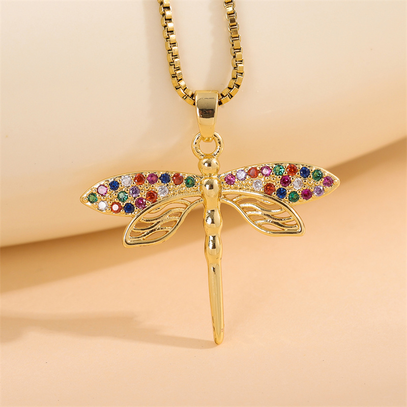 Stainless Steel Titanium Steel 18K Gold Plated Retro Lady Roman Style Enamel Plating Inlay Snake Bee Butterfly Zircon Pendant Necklace display picture 9