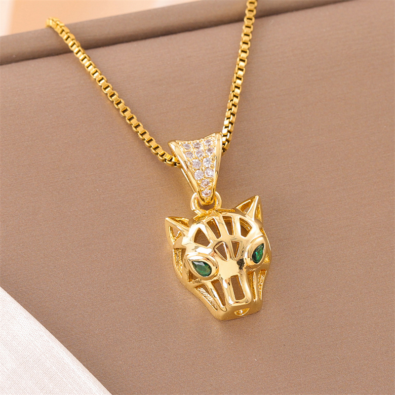 Stainless Steel Titanium Steel 18K Gold Plated Retro Lady Roman Style Enamel Plating Inlay Snake Bee Butterfly Zircon Pendant Necklace display picture 6