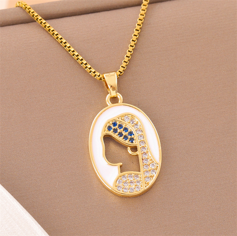 Stainless Steel Titanium Steel 18K Gold Plated Retro Lady Roman Style Enamel Plating Inlay Snake Bee Butterfly Zircon Pendant Necklace display picture 14