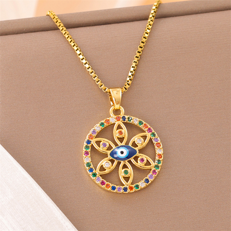Stainless Steel Titanium Steel 18K Gold Plated Retro Lady Roman Style Enamel Plating Inlay Snake Bee Butterfly Zircon Pendant Necklace display picture 30