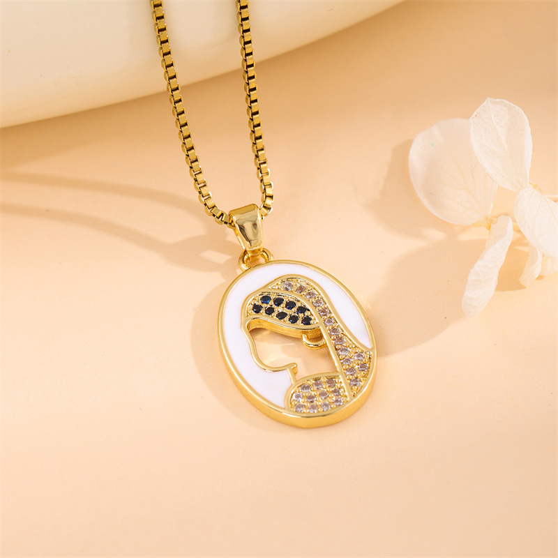 Stainless Steel Titanium Steel 18K Gold Plated Retro Lady Roman Style Enamel Plating Inlay Snake Bee Butterfly Zircon Pendant Necklace display picture 15