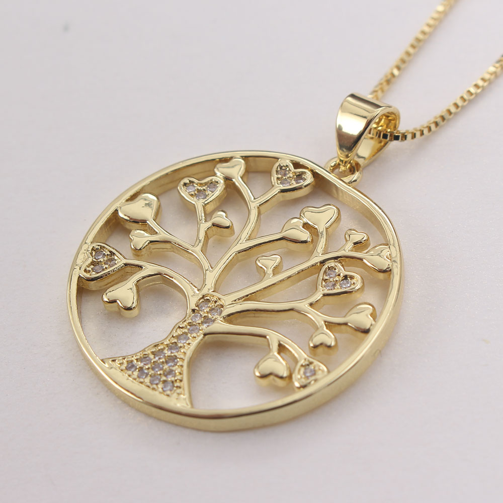 Ig Style Basic Streetwear Tree Copper Gold Plated Zircon Pendant Necklace In Bulk display picture 2