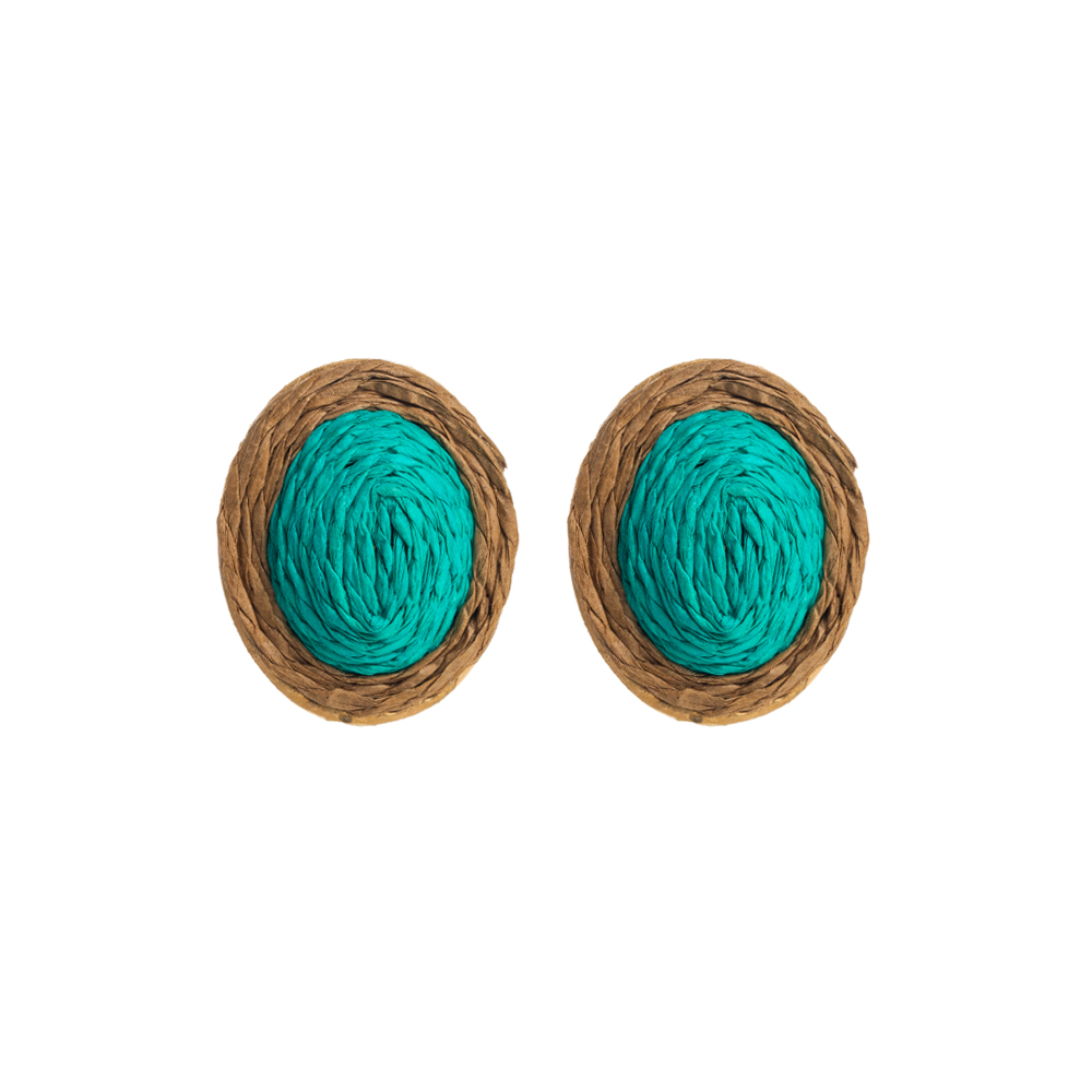 1 Pair Casual Tropical Oval Braid Raffia Ear Studs display picture 8