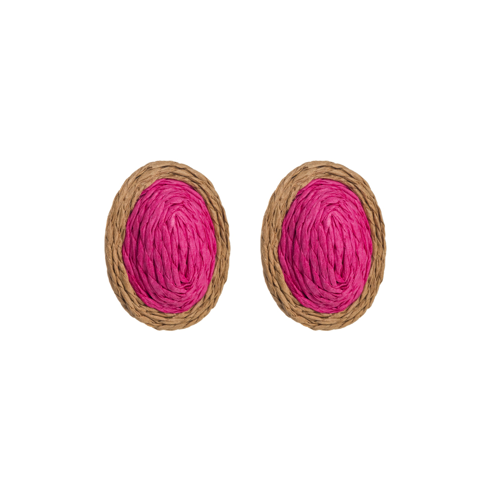 1 Pair Casual Tropical Oval Braid Raffia Ear Studs display picture 7