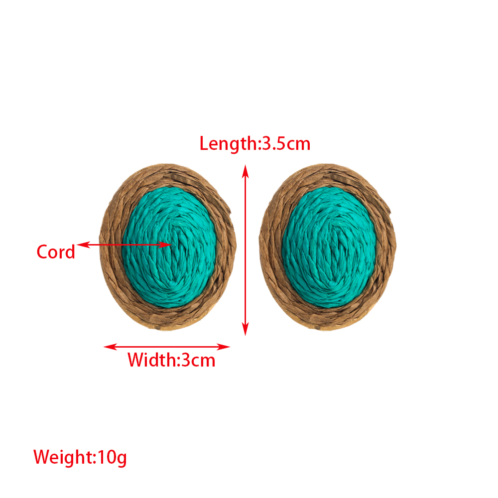 1 Pair Casual Tropical Oval Braid Raffia Ear Studs display picture 1