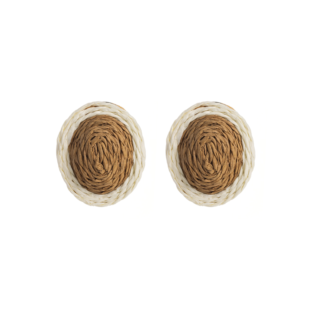 1 Pair Casual Tropical Oval Braid Raffia Ear Studs display picture 5