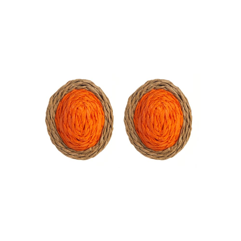 1 Pair Casual Tropical Oval Braid Raffia Ear Studs display picture 6