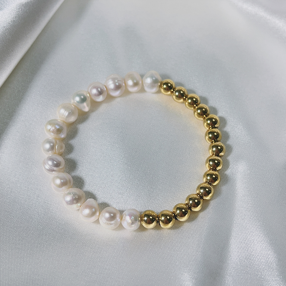 Elegant Color Block 304 Stainless Steel Freshwater Pearl Bracelets In Bulk display picture 3