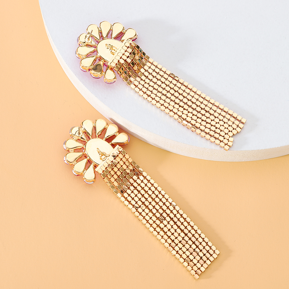 1 Pair Elegant Flower Inlay Copper Alloy Zircon Dangling Earrings display picture 2