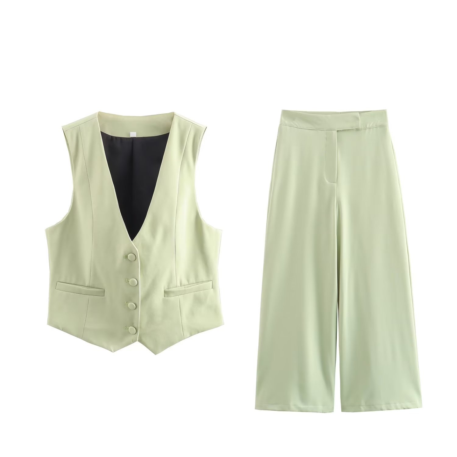 Women's Casual Solid Color Polyester Button Pants Sets display picture 4