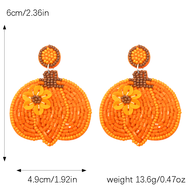 1 Pair Exaggerated Handmade Funny Pumpkin Handmade Synthetic Fibre Seed Bead Drop Earrings display picture 5