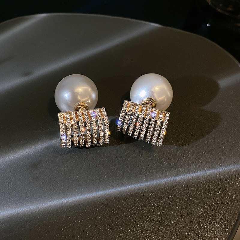 1 Paar Pendeln Perle Irregulär Überzug Inlay Legierung Künstliche Strasssteine Ohrstecker display picture 2