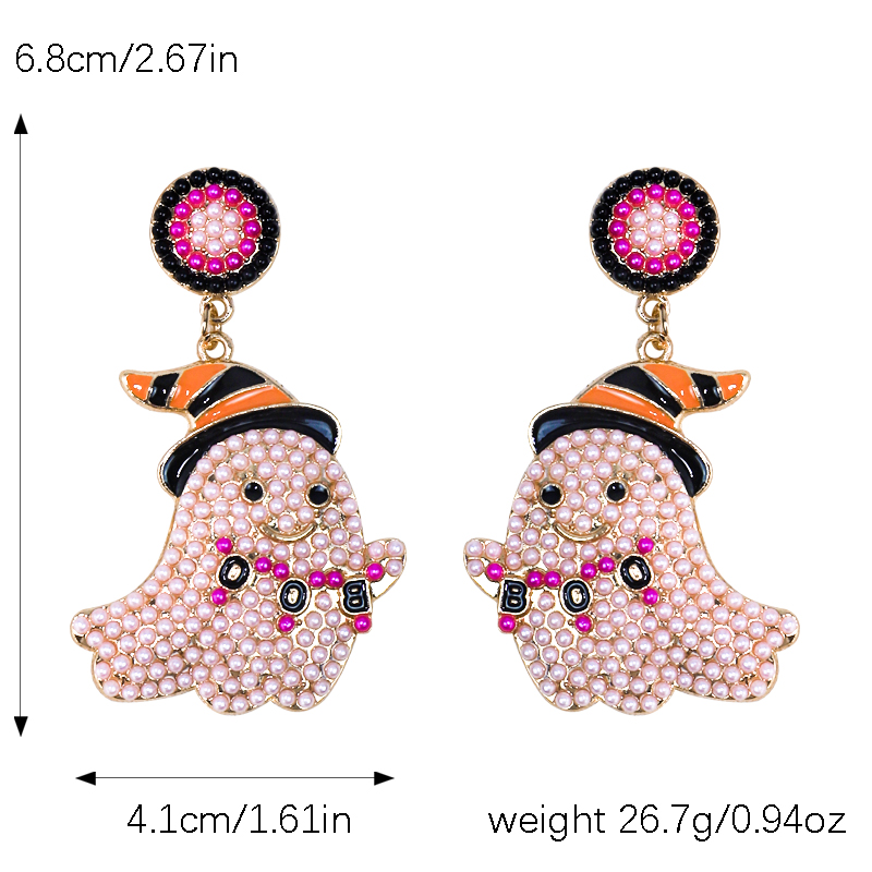 1 Pair Cute Funny Sweet Ghost Alloy Seed Bead Drop Earrings display picture 8