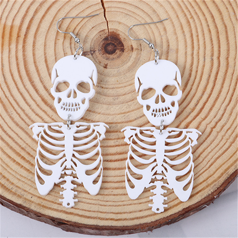 1 Pair Punk Skull Arylic Earrings display picture 2