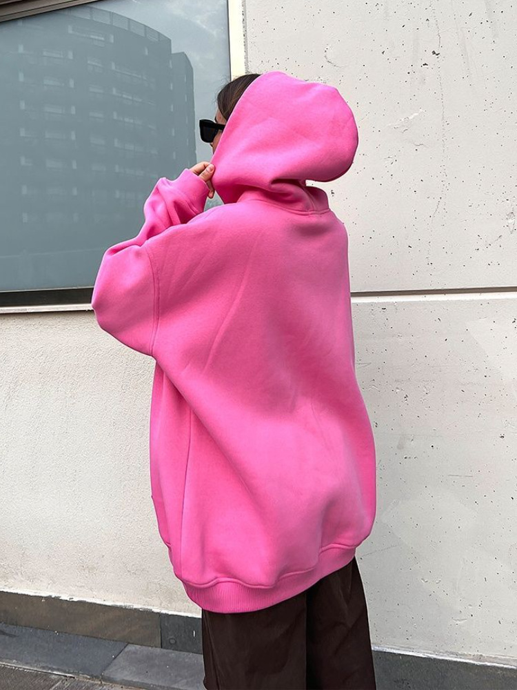 Frau Kapuzenpullover Lange Ärmel Hoodies & Sweatshirts Tasche Einfacher Stil Einfarbig display picture 9