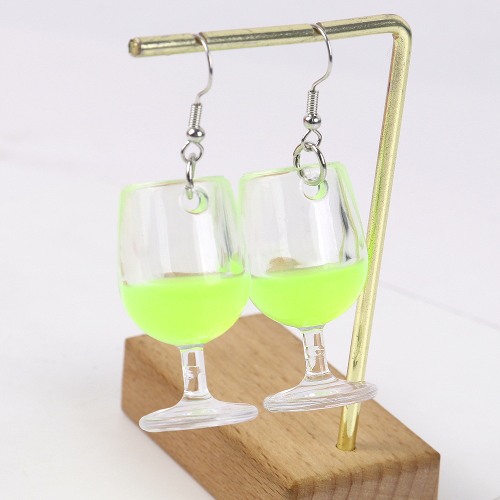 1 Pair Vacation Wine Glass Arylic Drop Earrings display picture 2