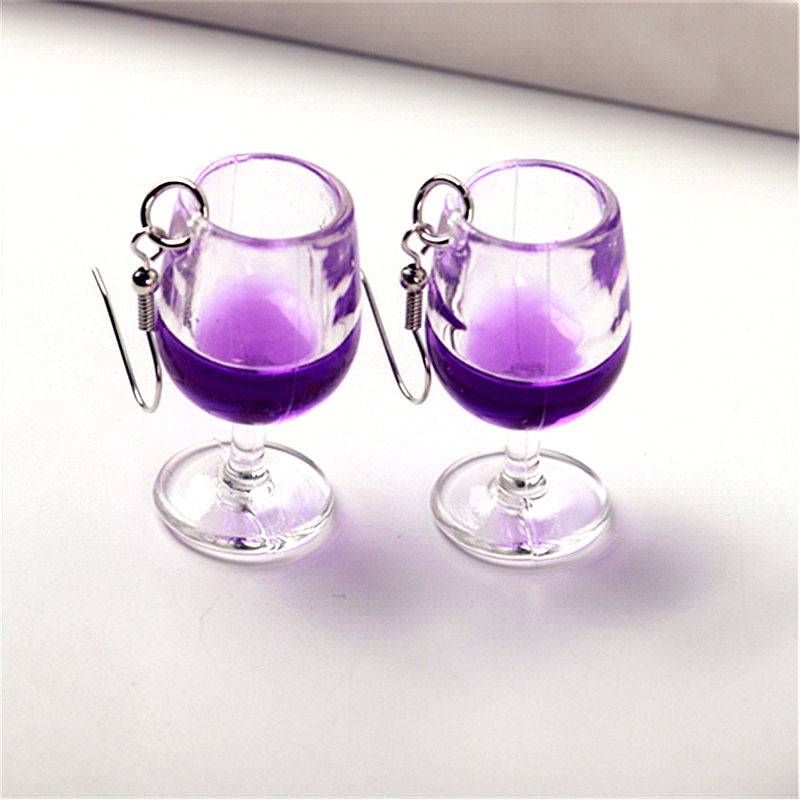 1 Pair Vacation Wine Glass Arylic Drop Earrings display picture 3