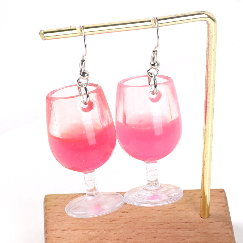 1 Pair Vacation Wine Glass Arylic Drop Earrings display picture 4