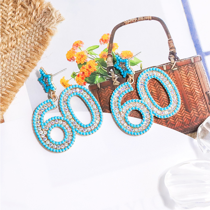 1 Pair Casual Simple Style Number Inlay Alloy Beads Drop Earrings display picture 6