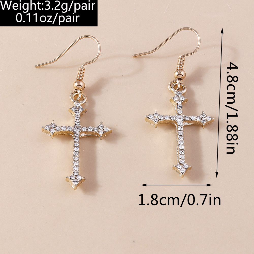 1 Pair Elegant Cross Inlay Zinc Alloy Artificial Gemstones Drop Earrings display picture 1