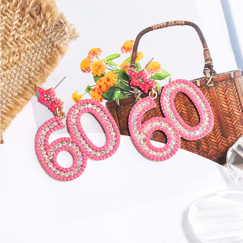 1 Pair Casual Simple Style Number Inlay Alloy Beads Drop Earrings display picture 10