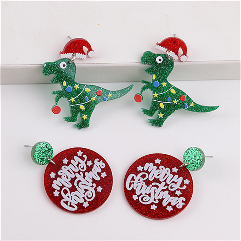 1 Pair Cute Letter Dinosaur Arylic Drop Earrings display picture 6