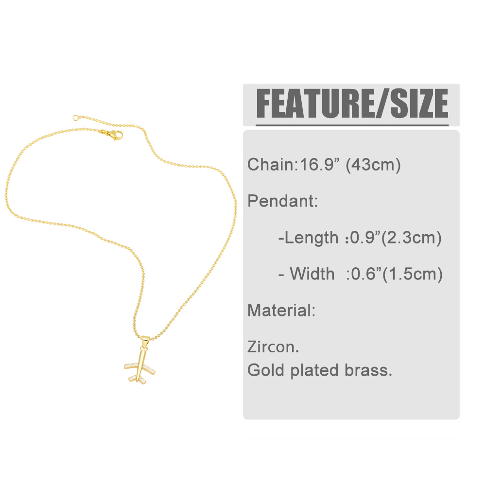 Ig Style Cool Style Airplane Copper 18k Gold Plated Zircon Pendant Necklace In Bulk display picture 1