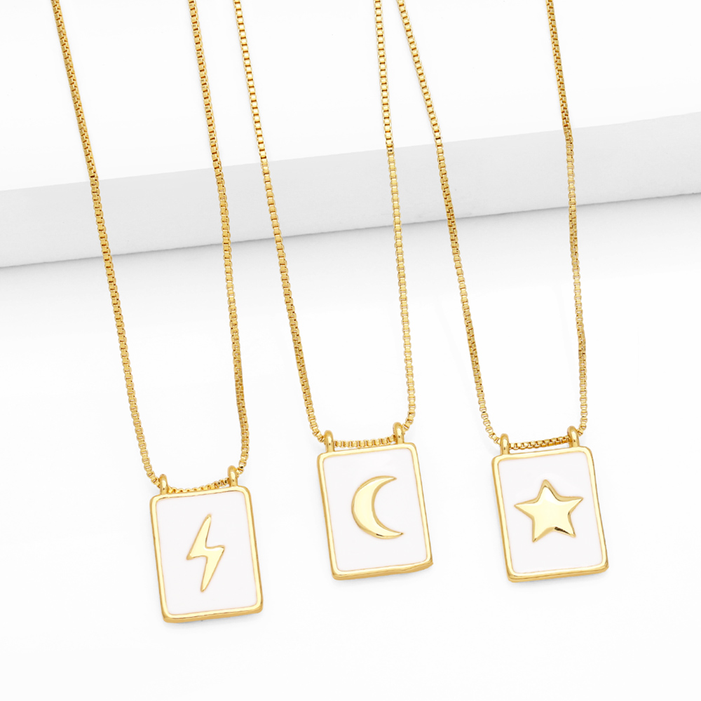 Simple Style Square Star Moon Copper 18k Gold Plated Pendant Necklace In Bulk display picture 2