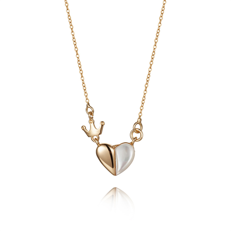 Einfacher Stil Herzform Krone Kupfer Überzug Rosengoldbeschichtet Halskette Mit Anhänger display picture 1