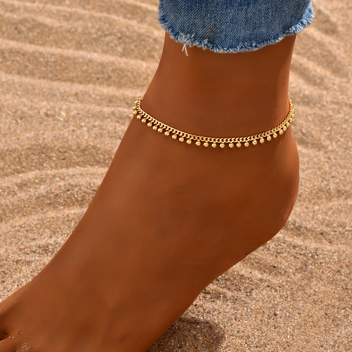 Simple Style Square Solid Color Rhombus 18k Gold Plated Copper Wholesale Anklet display picture 19
