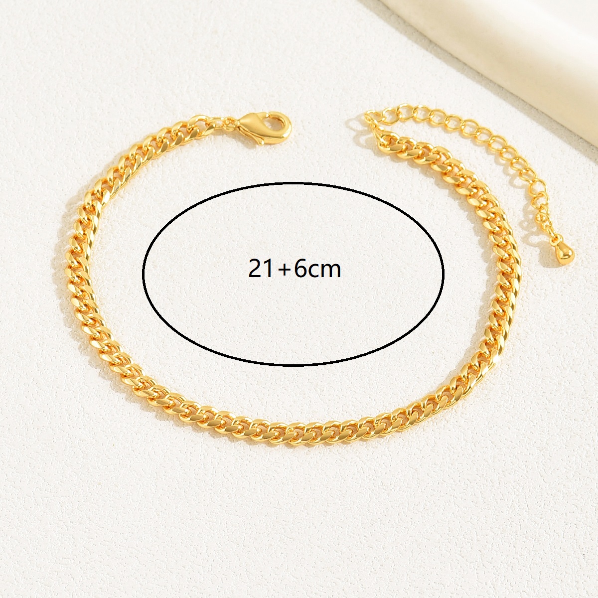 Simple Style Square Solid Color Rhombus 18k Gold Plated Copper Wholesale Anklet display picture 16