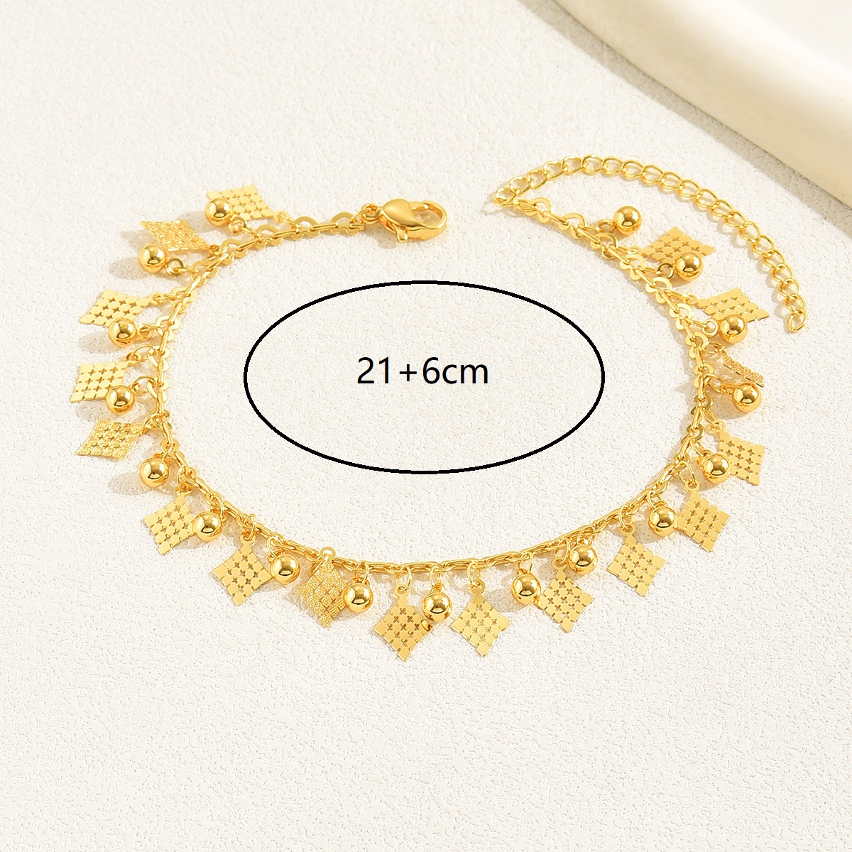 Simple Style Square Solid Color Rhombus 18k Gold Plated Copper Wholesale Anklet display picture 14