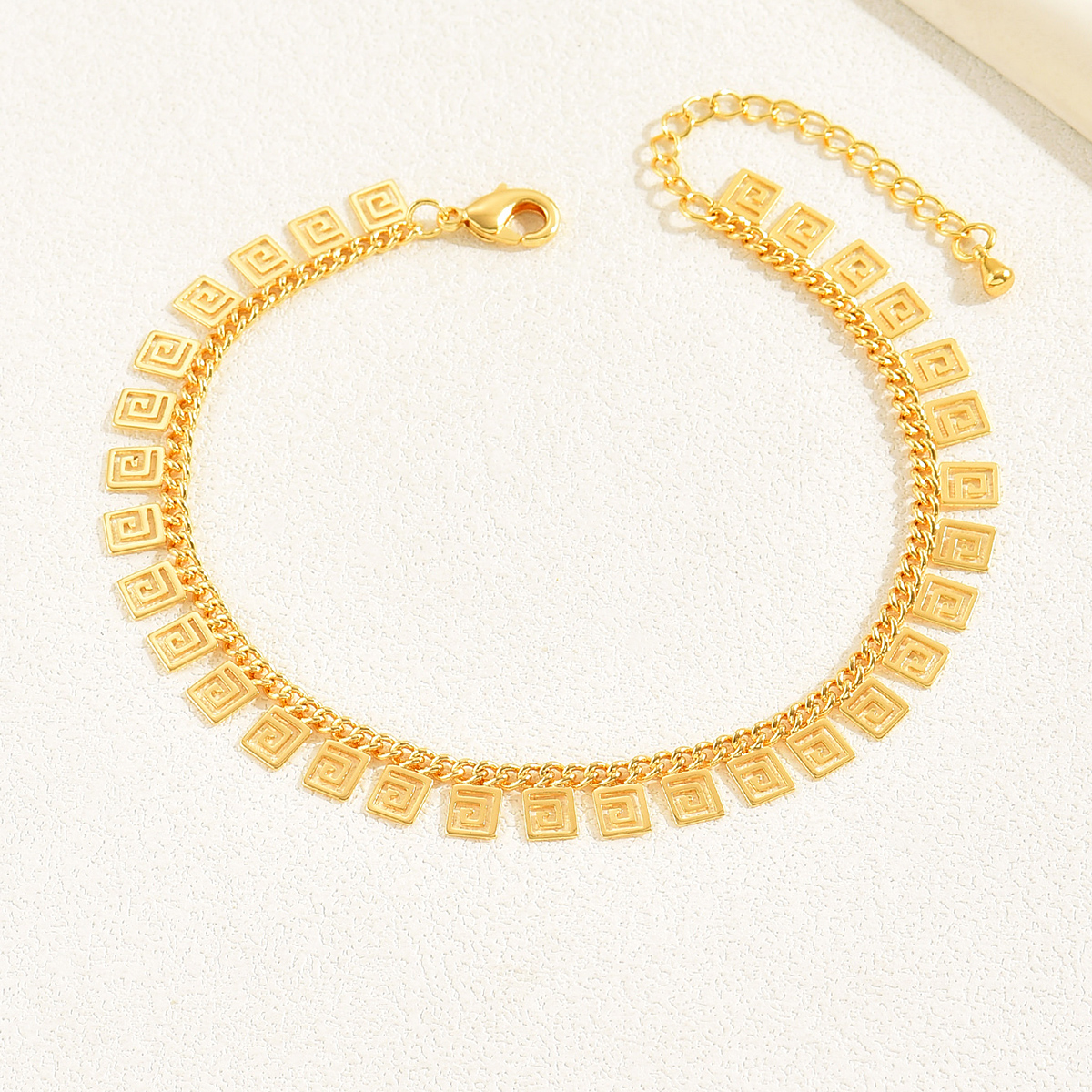 Simple Style Square Solid Color Rhombus 18k Gold Plated Copper Wholesale Anklet display picture 4