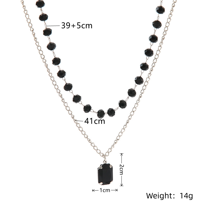 Wholesale Jewelry Simple Style Rectangle Glass Bead Iron Acrylic Beaded Plating Inlay Double Layer Necklaces display picture 1