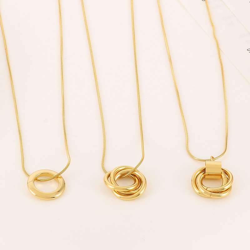 Stainless Steel 18K Gold Plated Simple Style Plating Circle Pendant Necklace display picture 5