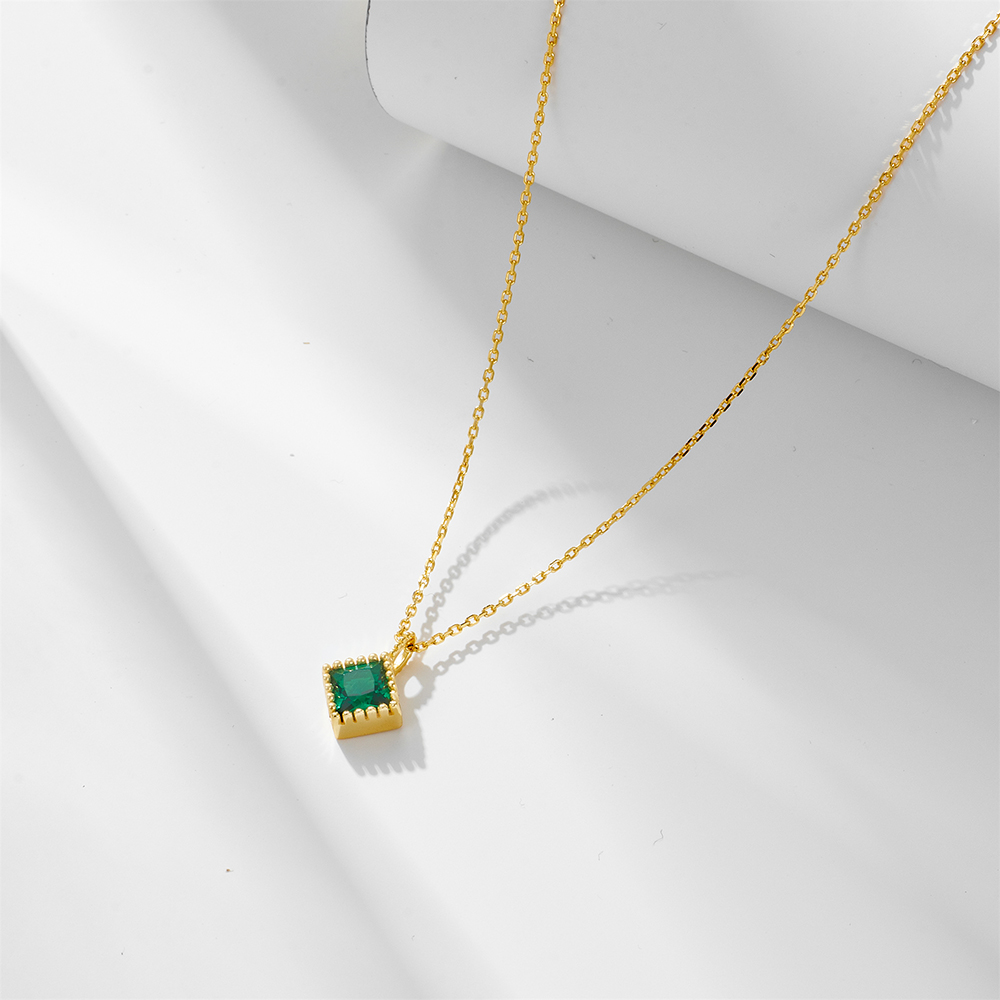 Ig Style Square Sterling Silver Plating Inlay Zircon 14k Gold Plated Rhodium Plated Pendant Necklace display picture 3
