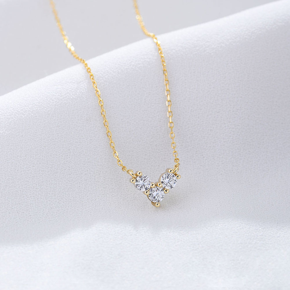 Ig Style Heart Shape Sterling Silver Inlay Zircon Necklace display picture 3