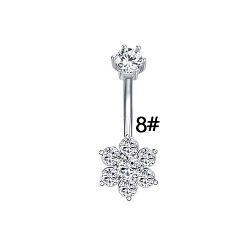 Elegant Luxurious Animal Snowflake Stainless Steel Copper Plating Hollow Out Inlay Zircon White Gold Plated Belly Ring display picture 8