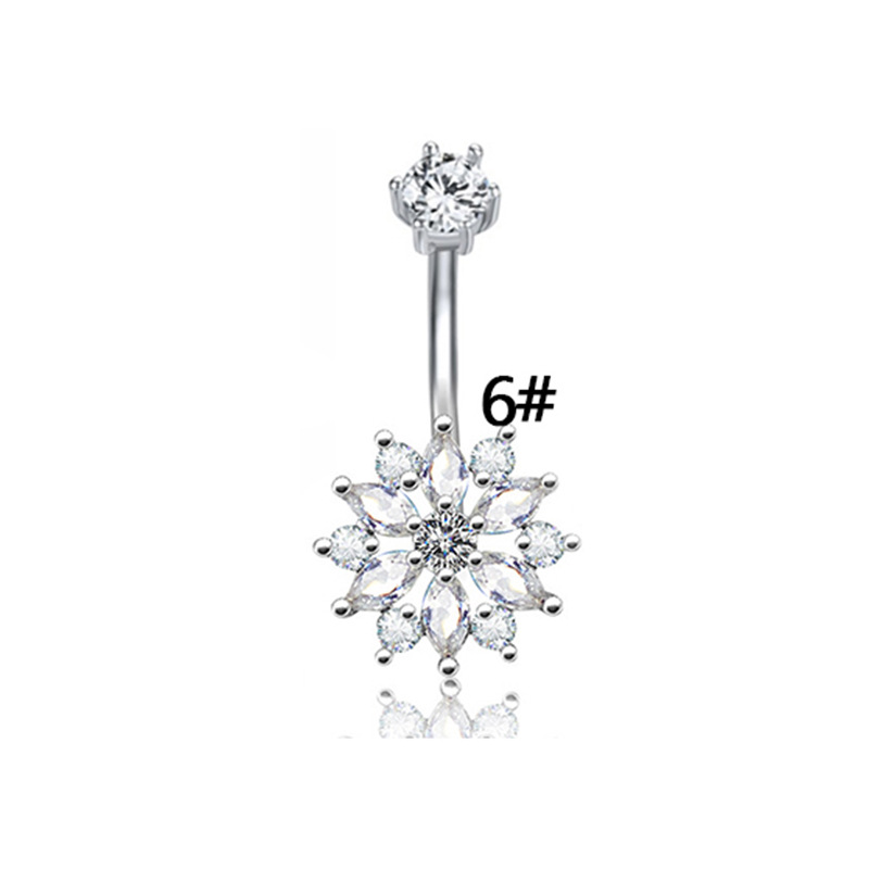 Elegant Luxurious Animal Snowflake Stainless Steel Copper Plating Hollow Out Inlay Zircon White Gold Plated Belly Ring display picture 4