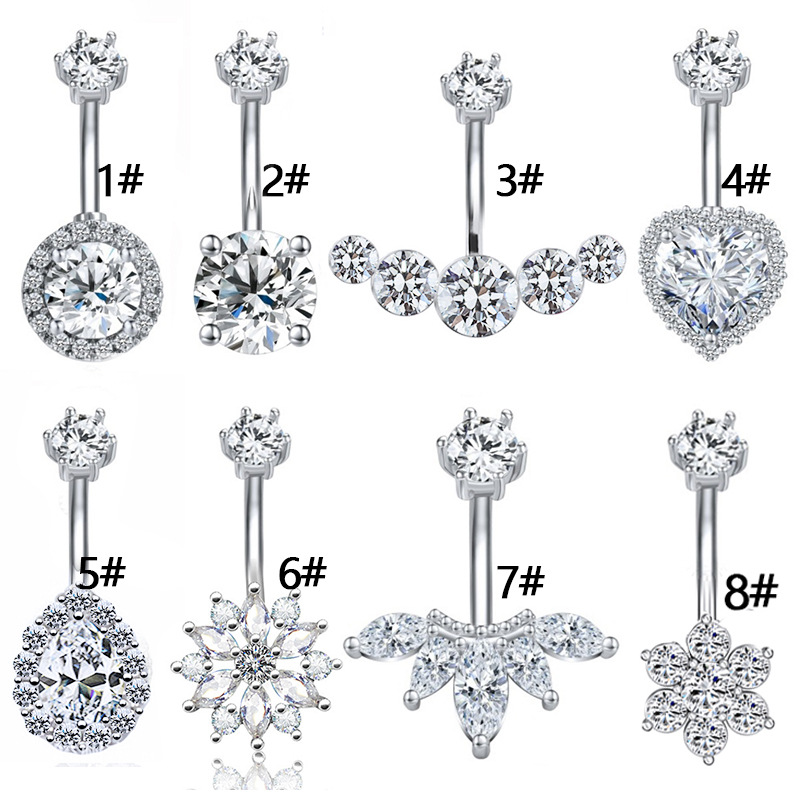 Elegant Luxurious Animal Snowflake Stainless Steel Copper Plating Hollow Out Inlay Zircon White Gold Plated Belly Ring display picture 2