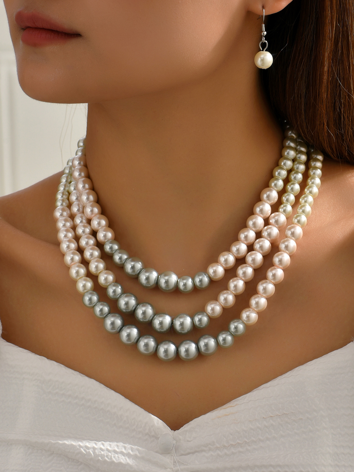 Elegant Round Imitation Pearl Alloy Beaded Women's Jewelry Set display picture 3