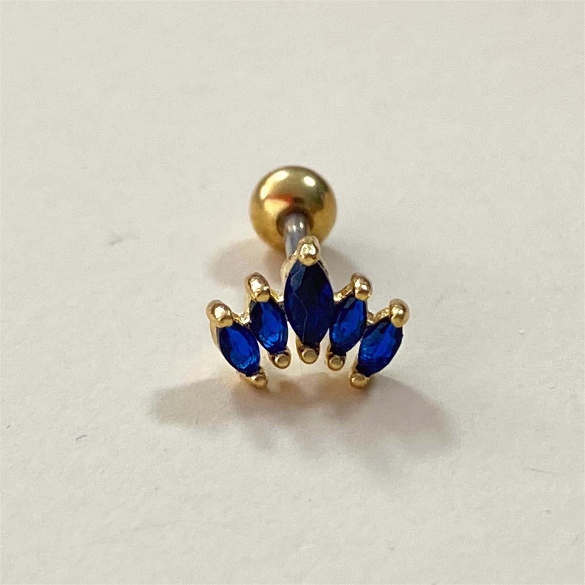 1 Piece Vacation Classic Style Shiny Petal Plating Inlay Stainless Steel Copper Zircon White Gold Plated Gold Plated Silver Plated Ear Studs Tongue Nail display picture 2
