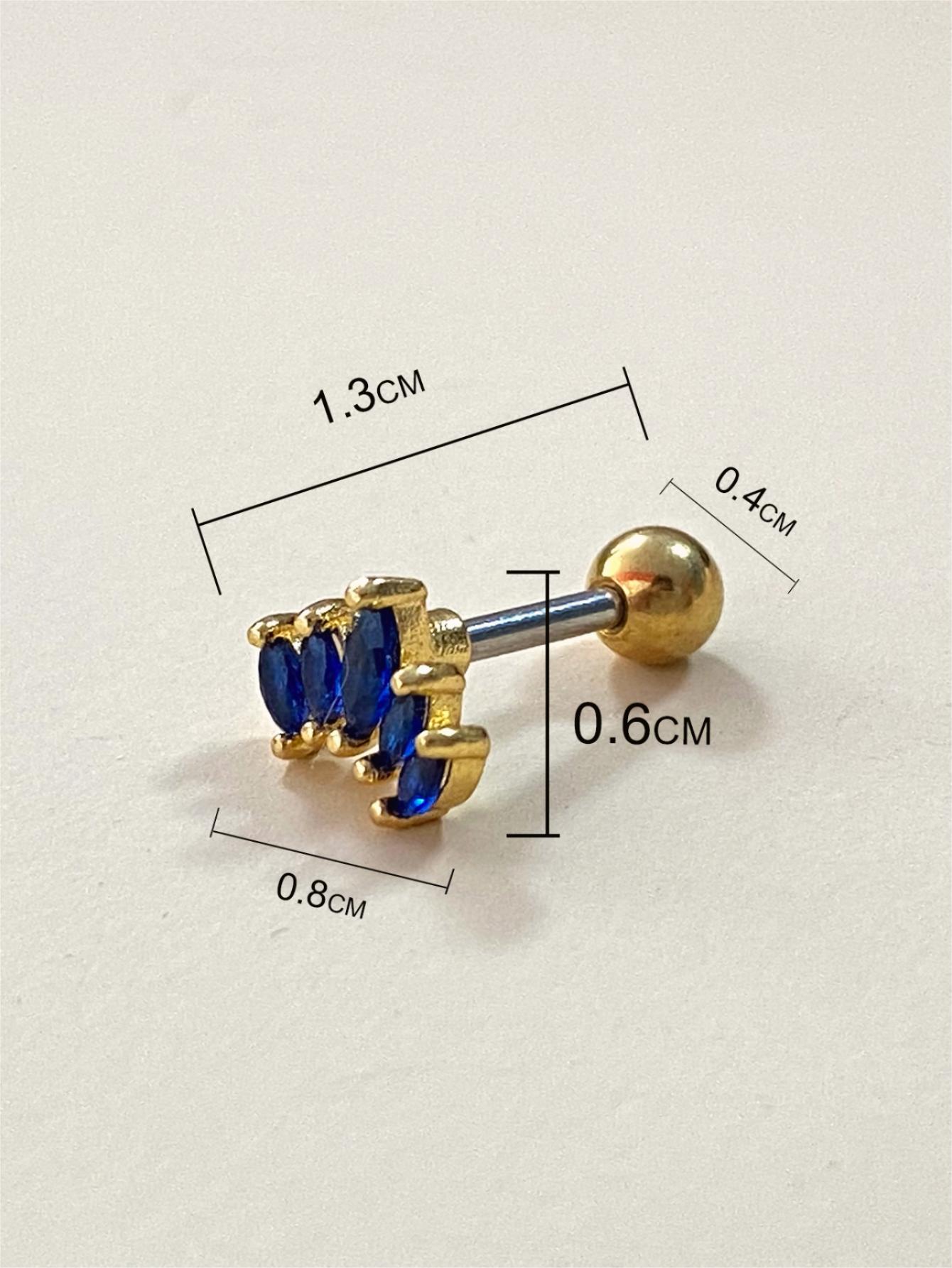1 Piece Vacation Classic Style Shiny Petal Plating Inlay Stainless Steel Copper Zircon White Gold Plated Gold Plated Silver Plated Ear Studs Tongue Nail display picture 7