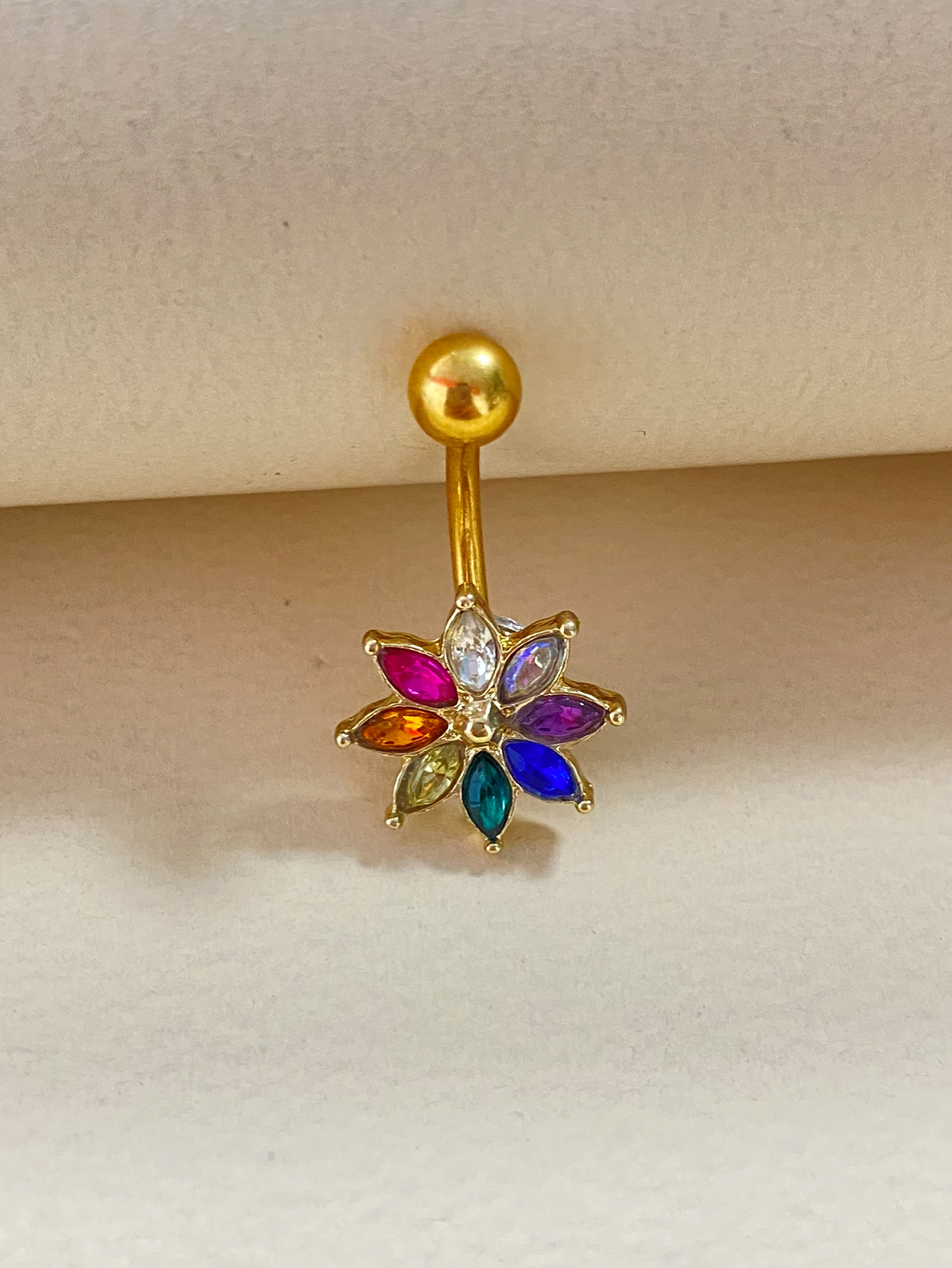 Glam Vacation Shiny Flower Stainless Steel Alloy Plating Inlay Rhinestones Belly Ring display picture 5